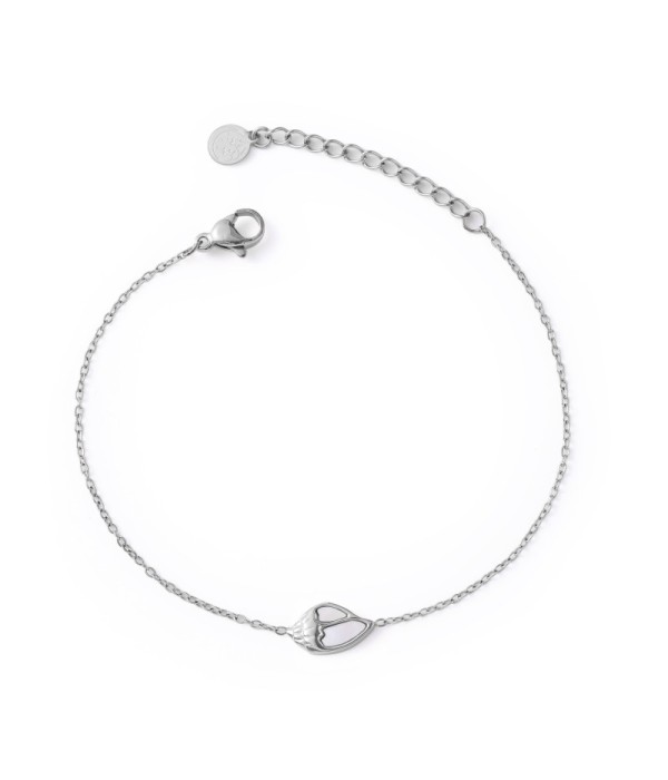 Pulsera plateada con caracola con nácar
