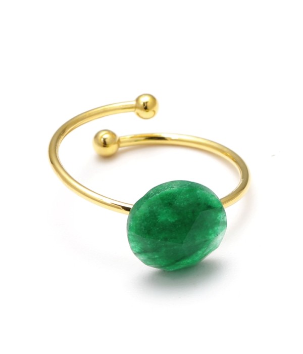 Anillo abierto dorado con piedra de colores