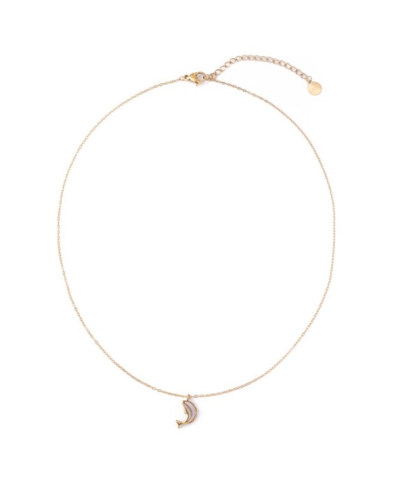 Collar dorado de delfín con nácar