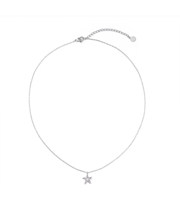 Collar plateado de estrella de mar con nácar