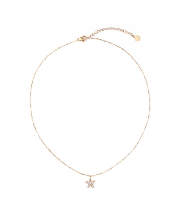 Collar dorado de estrella de mar con nácar