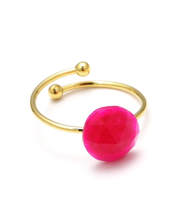Anillo abierto dorado con piedra de colores