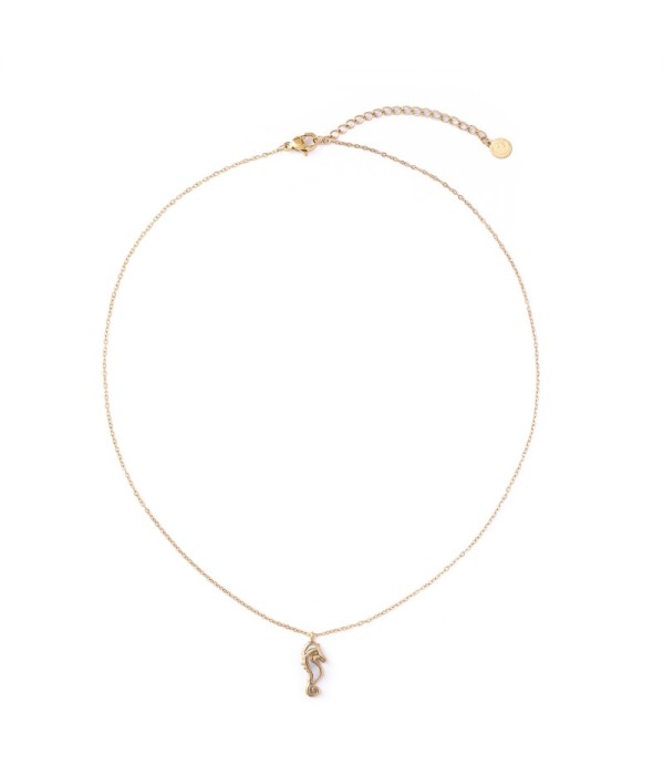 Collar dorado de caballito de mar con nácar