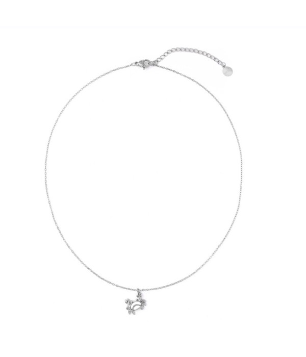 Collar plateado de cangrejo con nácar