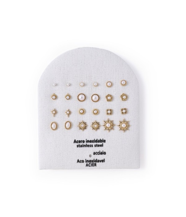 Conjunto de pendientes de formas variadas con perla