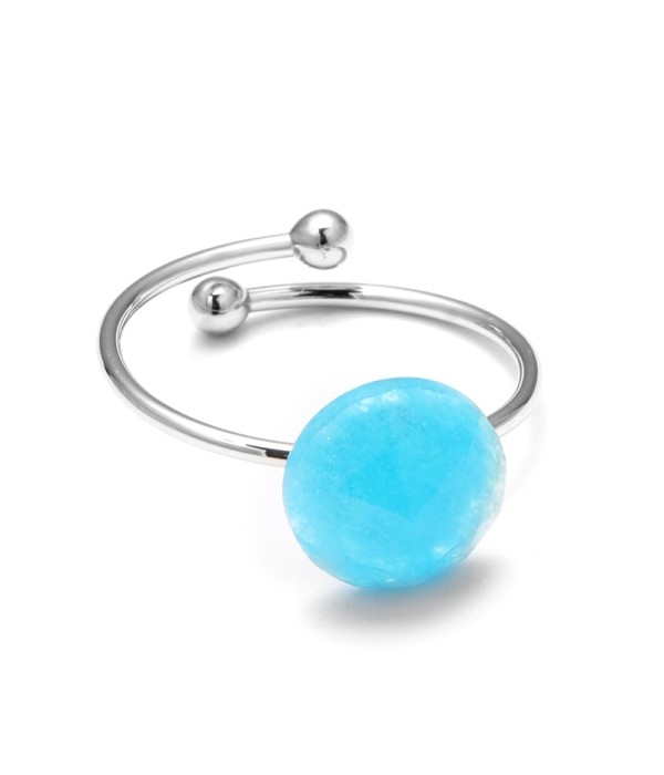 Anillo abierto plateado con piedra de colores