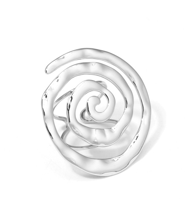 Anillo plateado en espiral moderno