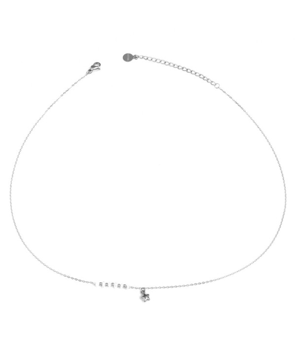 Collar plateado con estrella y perla