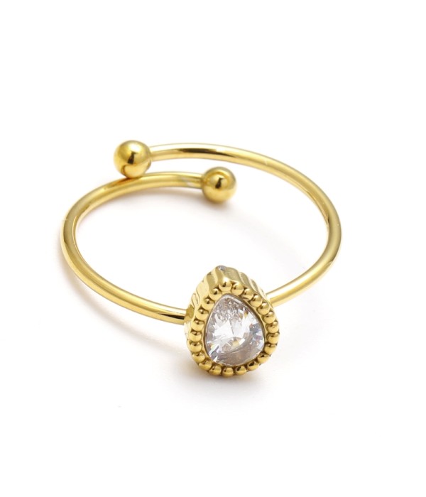 Anillo abierto dorado con piedra