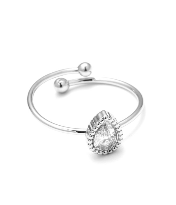 Anillo abierto plateado con piedra