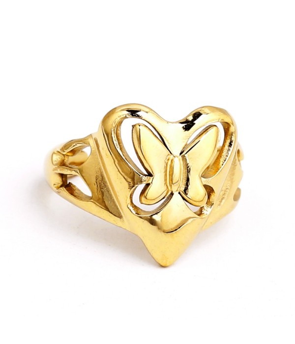 Anillo de corazón con mariposa