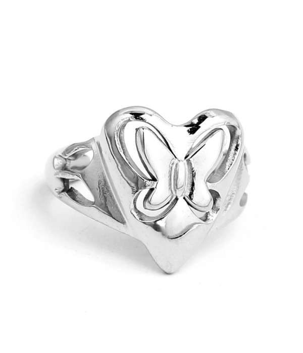 Anillo de corazón con mariposa