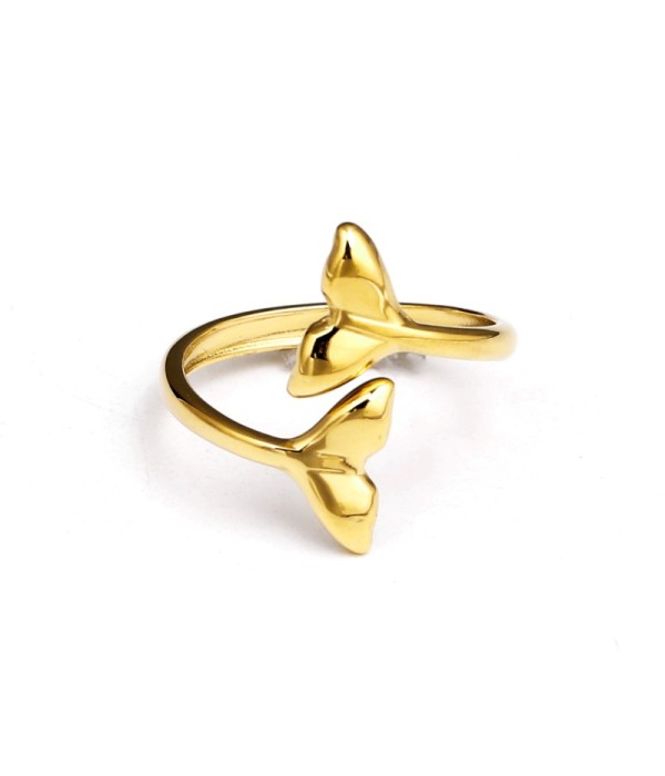 Anillo dorado de colas de pez