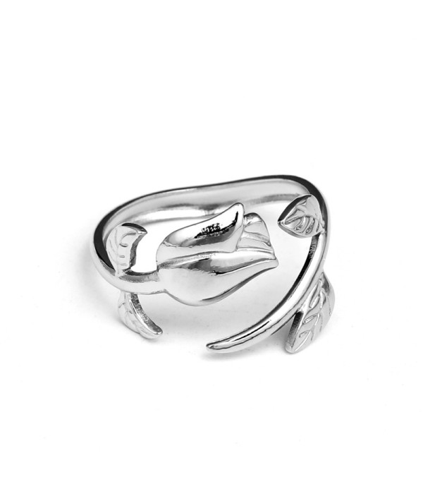 Anillo plateado de rosa