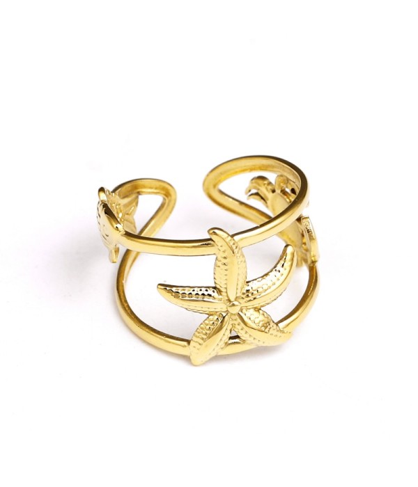 Anillo dorado con temática marina