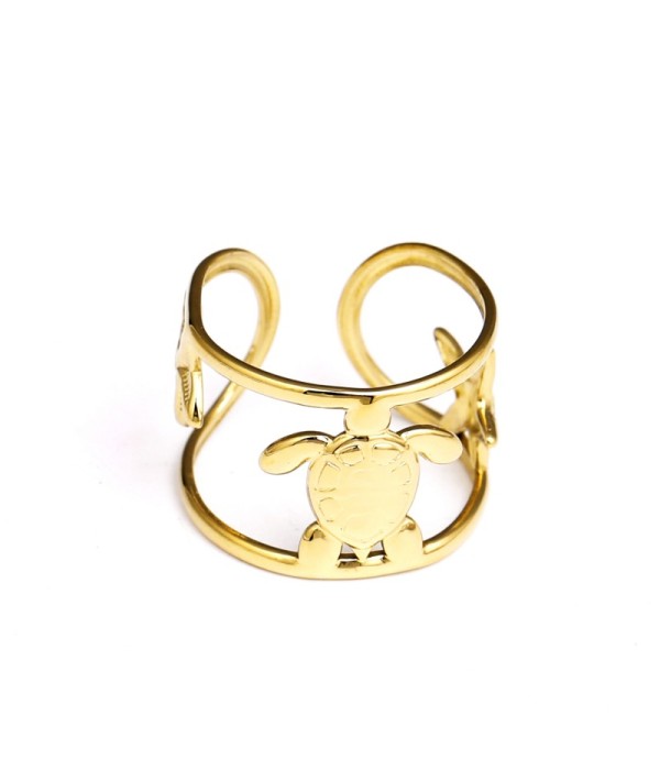 Anillo dorado con temática marina