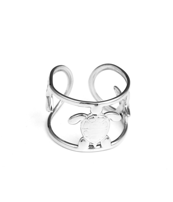 Anillo plateado con temática marina