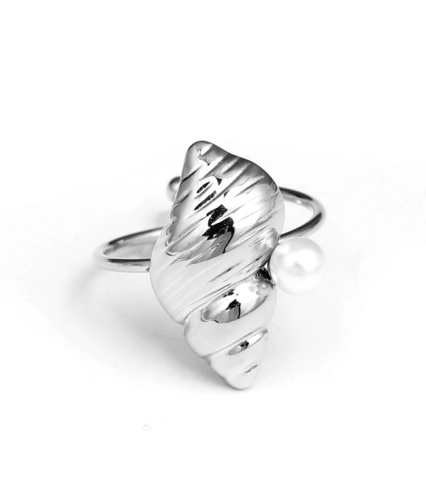 Anillo de caracola con perla 2