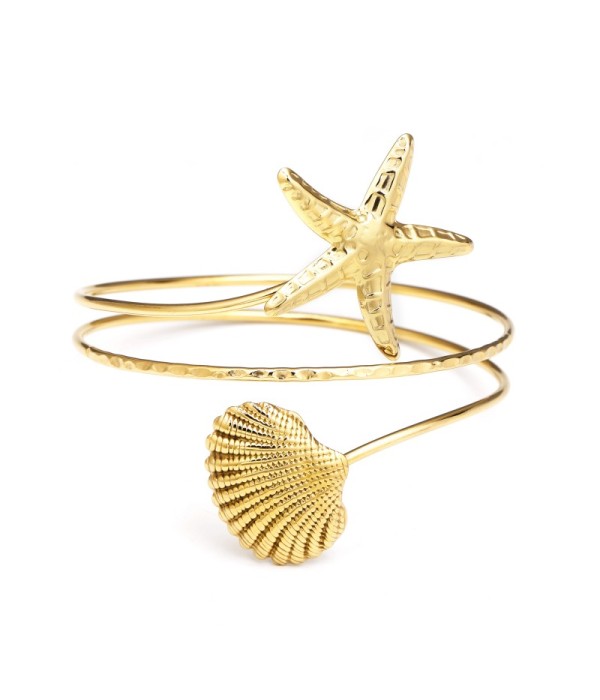 Brazalete de brazo dorado con estrella de mar y...