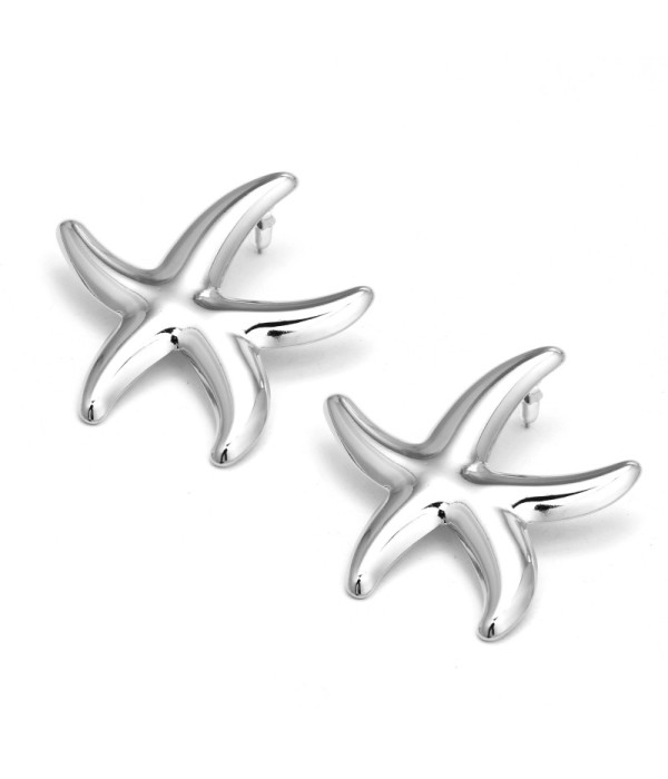Pendientes plateados de estrellas de mar