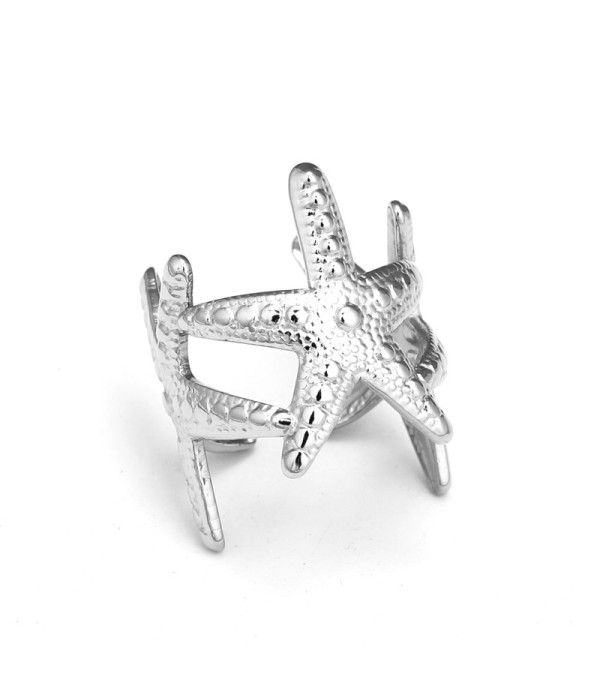 Anillo plateado con estrella de mar