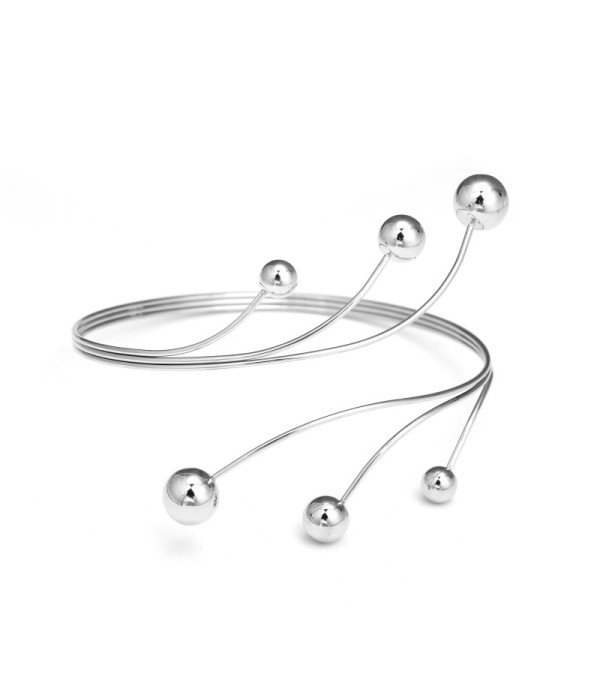 Brazalete de brazo plateado con esferas