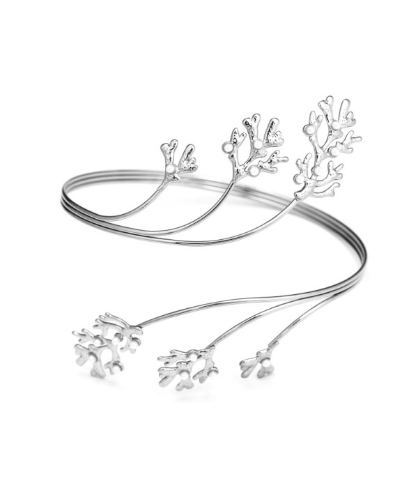 Brazalete de brazo plateado con ramas marinas