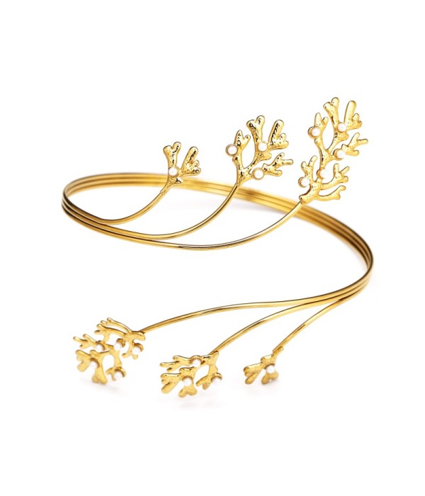 Brazalete de brazo dorado con ramas marinas