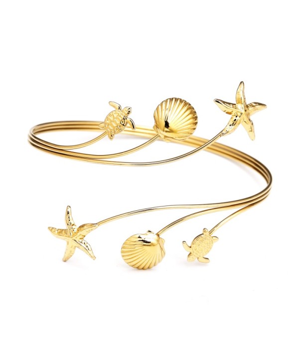 Brazalete de brazo dorado con conchas, tortugas...