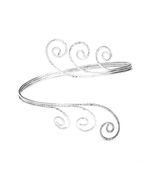 Brazalete de brazo plateado con espirales fluidas