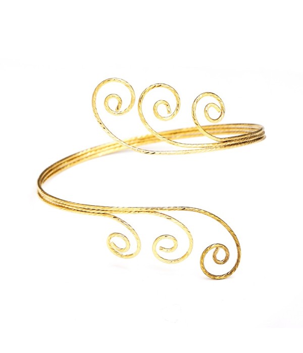 Brazalete de brazo dorado con espirales fluidas