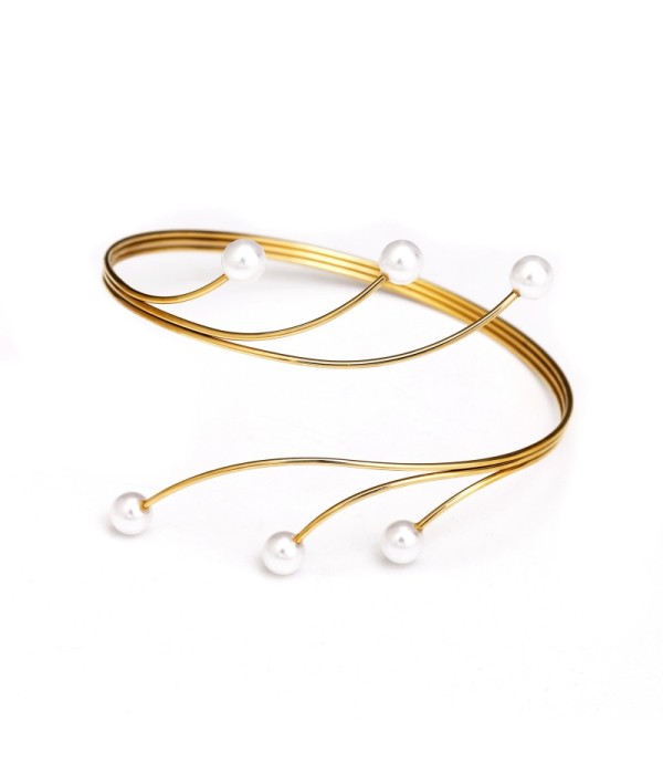 Brazalete de brazo dorado con perlas
