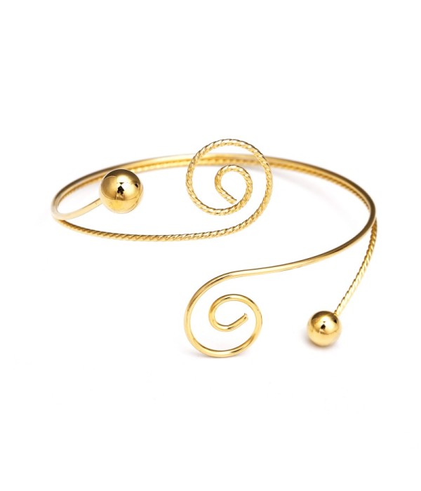 Brazalete de brazo dorado con diseño espiral
