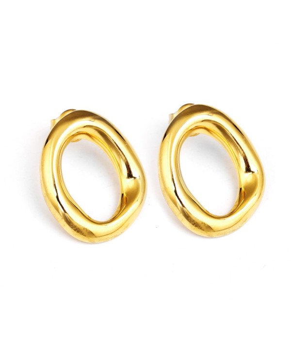 Pendientes dorados medianos ovalados de diseño orgánico