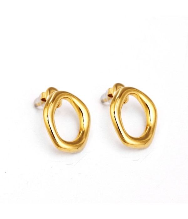 Pendientes dorados pequeños ovalados de diseño orgánico