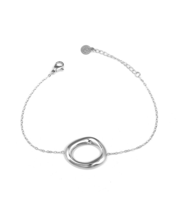 Pulsera minimalista plateado con círculo irregular