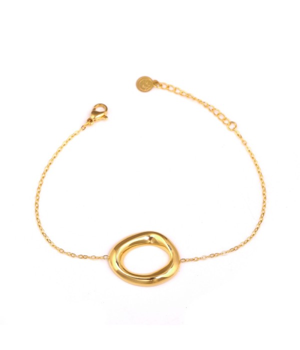 Pulsera minimalista dorado con círculo irregular