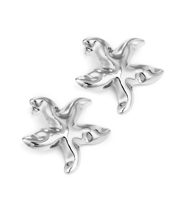 Pendientes plateados de estrellas de mar