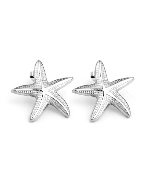 Pendientes plateados de estrella de mar