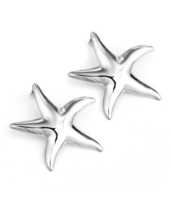 Pendientes plateados en forma de estrella de mar