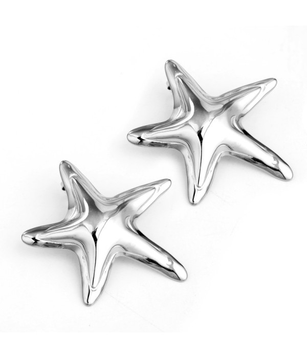 Pendientes plateados en forma de estrella de mar