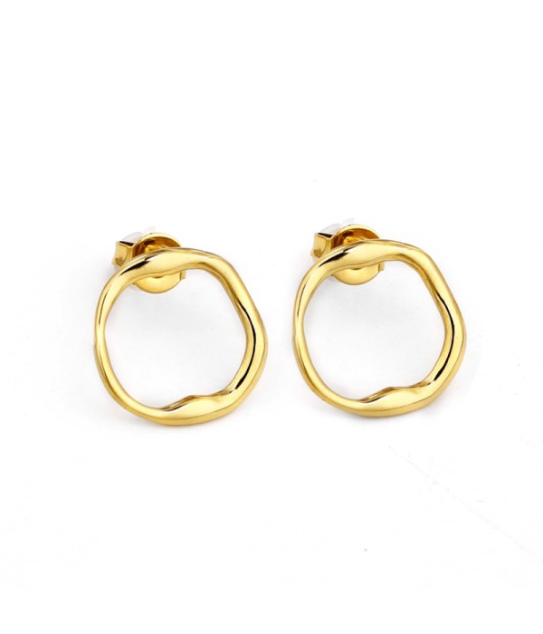 Pendientes dorados de aro irregular minimalista