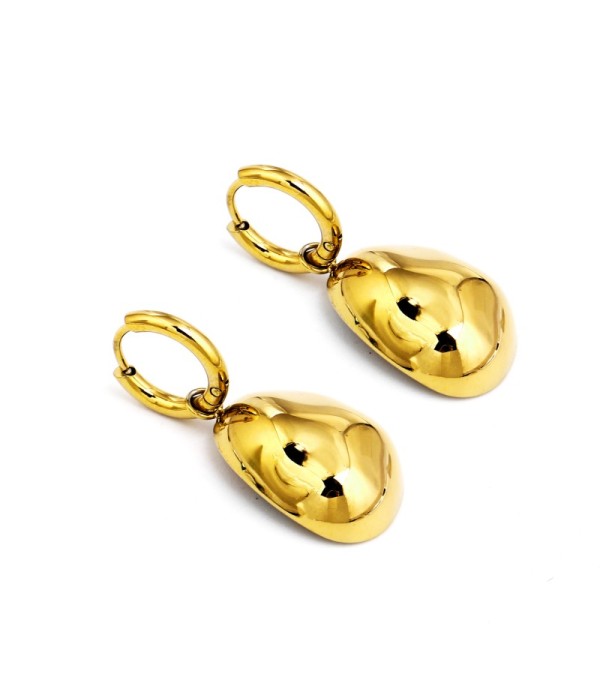 Pendientes dorados de aro con colgante de gota irregular