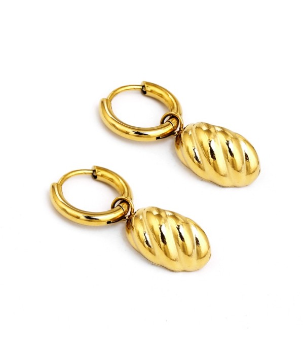 Pendientes dorados de aro con colgante de...