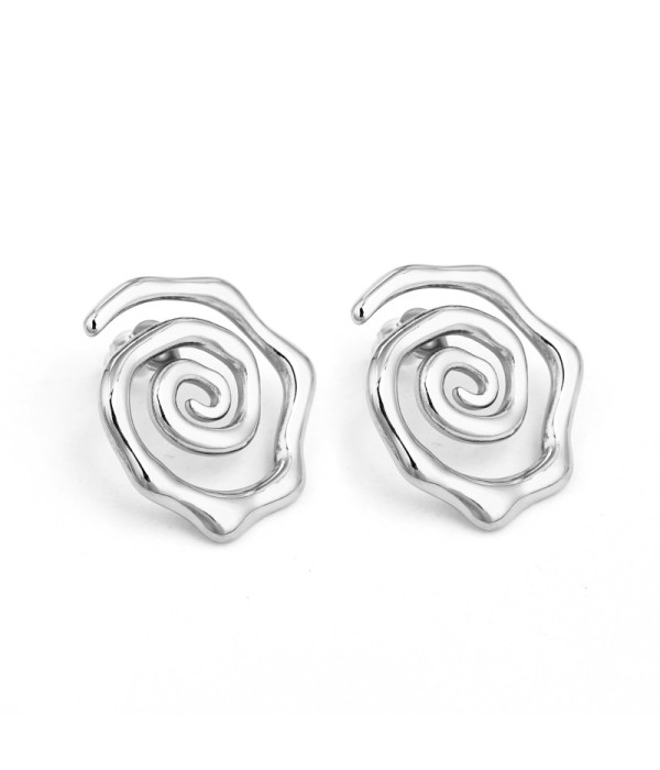 Pendientes plateados en espiral irregular pequeño