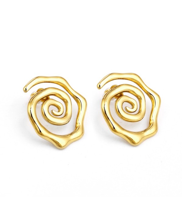 Pendientes dorados en espiral irregular pequeño