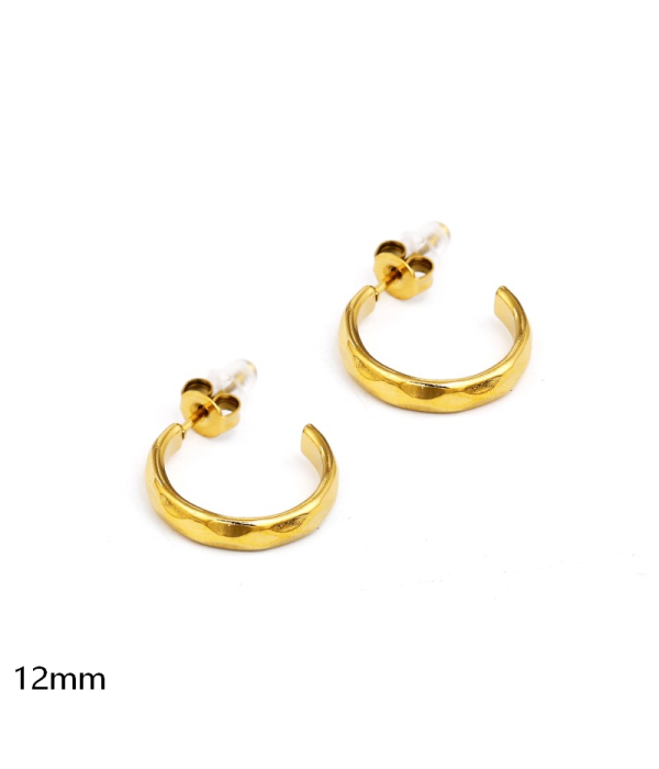 Pendientes de aro dorados con textura martillada(12mm)