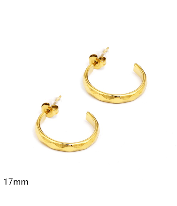 Pendientes de aro dorados con textura martillada(17mm)