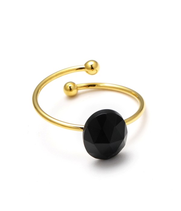 Anillo abierto dorado con piedra de colores