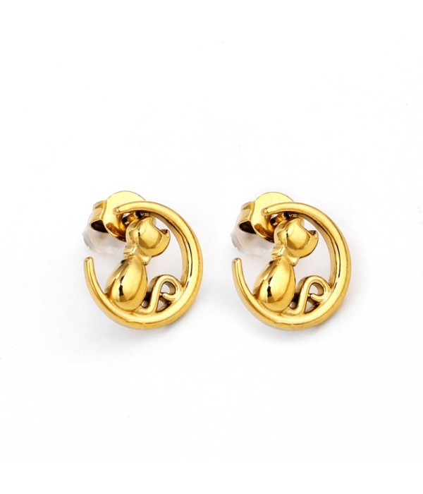 Pendientes dorados con diseño de gato